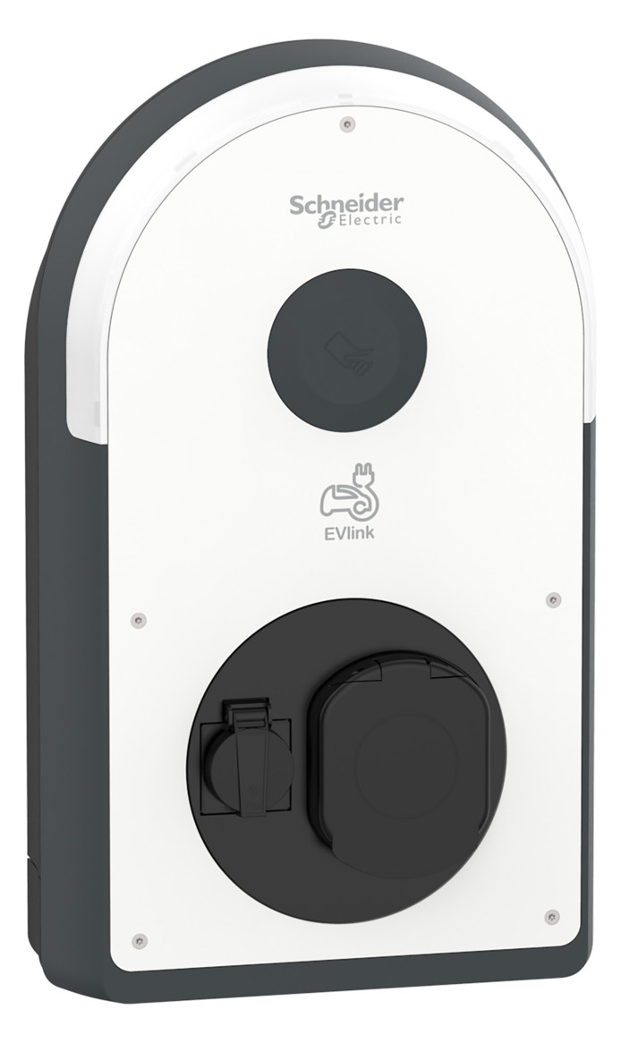 1St. Schneider Electric EVB3S22N40FM Pro AC Wallbox, 22kW, T2S & TF Steckdose, MID, 6mA, IP54, IK10, NFC/RFID Reader