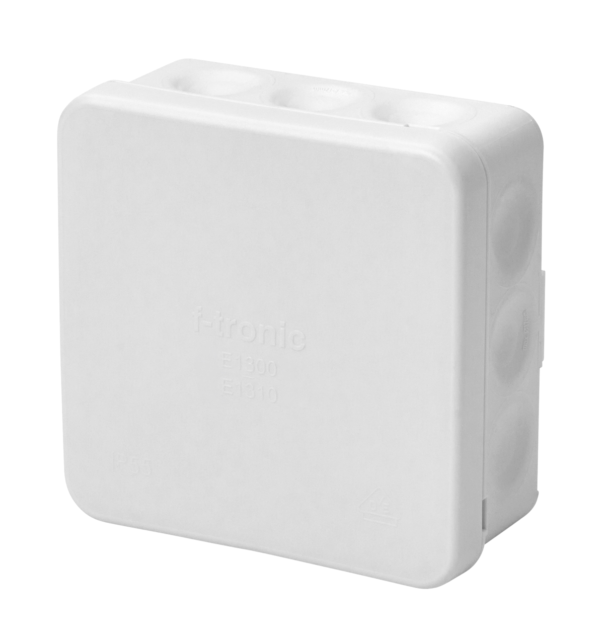 10St. F-Tronic E1310ws FR Abzweigkasten E1310ws, 85x85x37mm, IP55, ws/ws, o. Laschen,m. Durchstoßmembran 7340476