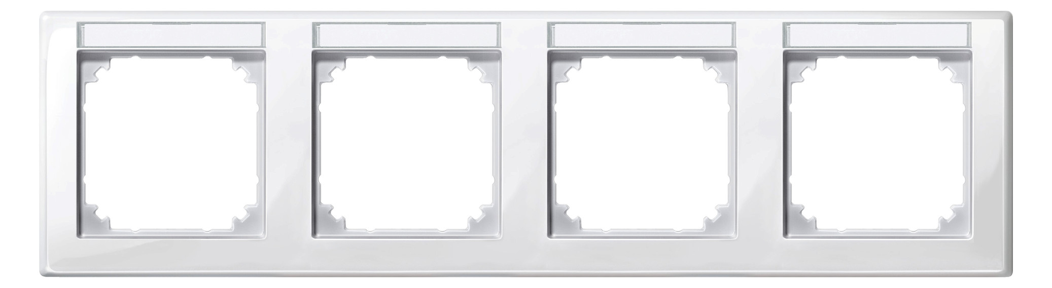 1St. Merten 471419 M-SMART-Rahmen, 4fach mit Beschriftungsträger, waagerechte Montage, polarweiß glänzend