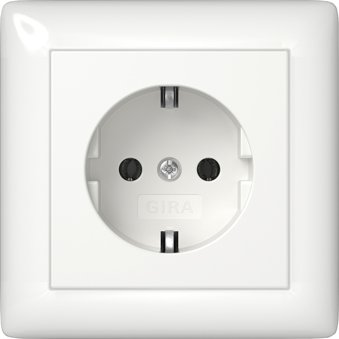 1St. Gira 444003 SCHUKO-Steckdose 16A 250V mit Vollplatte für Einzelmontage, Reinweiß glänzend