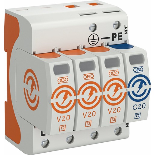 1St. OBO Bettermann V20-3+NPE-280 SurgeController V20 dreipolig mit NPE 280V 5095253 1St. OBO Bettermann V20-3+NPE-280 SurgeController V20 dreipolig mit NPE 280V 5095253