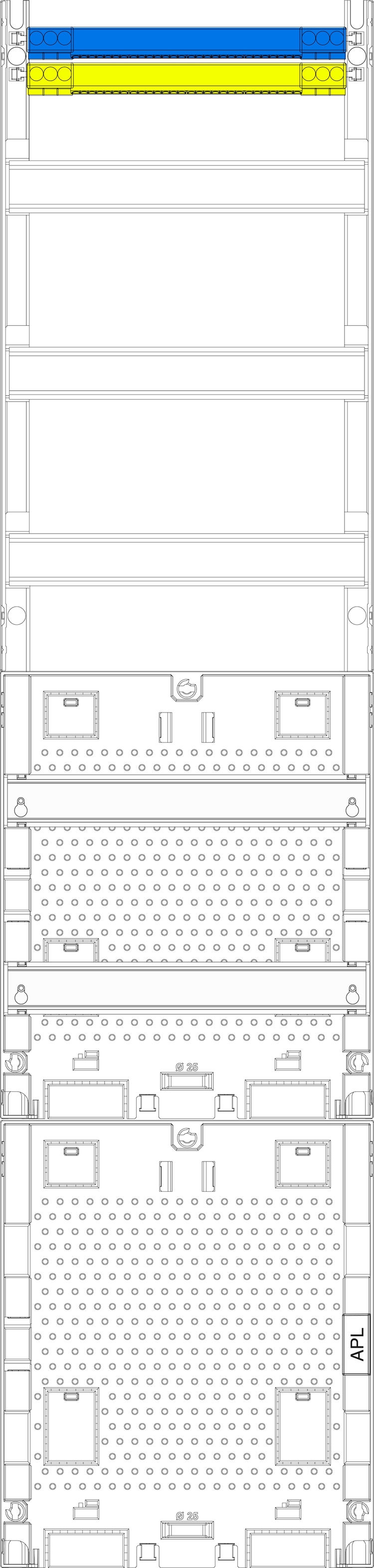 1St. F-Tronic V17APZRFZ2 Verteilerfeld V17APZRFZ2, 1-feldrig, H=1050mm, 3-reihig, APZ-Platz inkl. APL-Set, zRfZ2 7141635