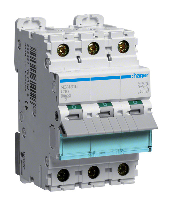 1St. Hager NCN316 LS-Schalter 3 polig 10kA/15kA C-16A 3M