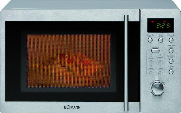 1St. Bomann MWG 2211 U CB inox Mikrowelle 800W 20L Grill 1000W 5St. unterbaufähig