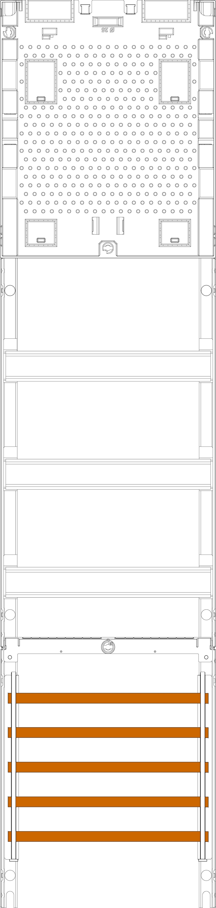 1St. F-Tronic 7RFZAPZOS Verteilerfeld 7RFZAPZOS, 1-feldrig, H=1050mm, 3-reihig, APZ-Platz ohne APL,SaS 5-pol. 7141643