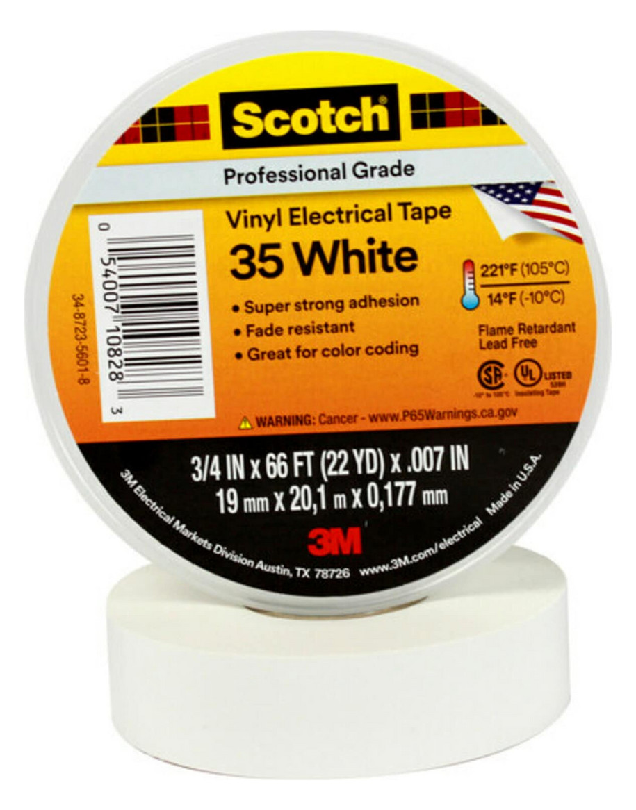20m 3M Scotch35 Vinyl Isolierband Weiß 19mmx20m