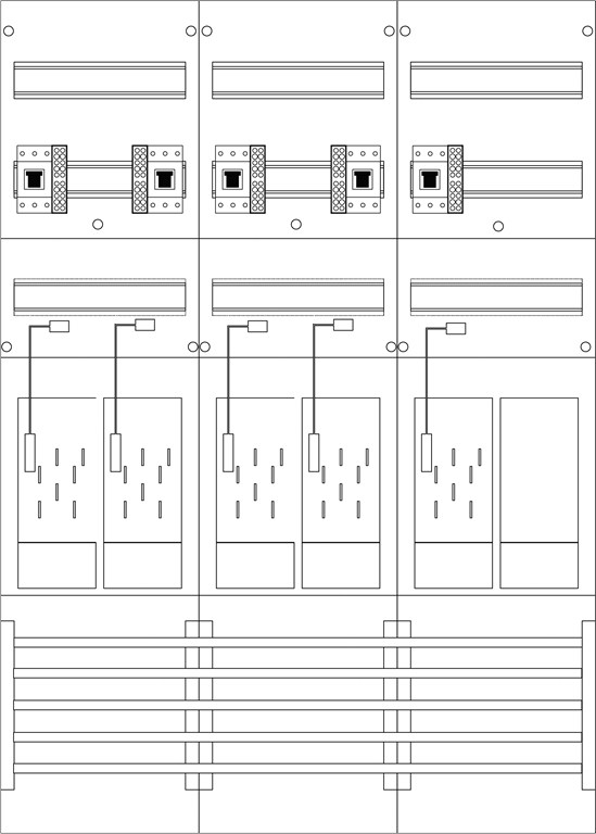 1St. F-Tronic E216ER6DS-HSP Zählerfeld 3-feldrig, H=1050mm, 5-eHZ mit DS, 5 HSP, 1 Res., E216ER6DS-HSP 7120161
