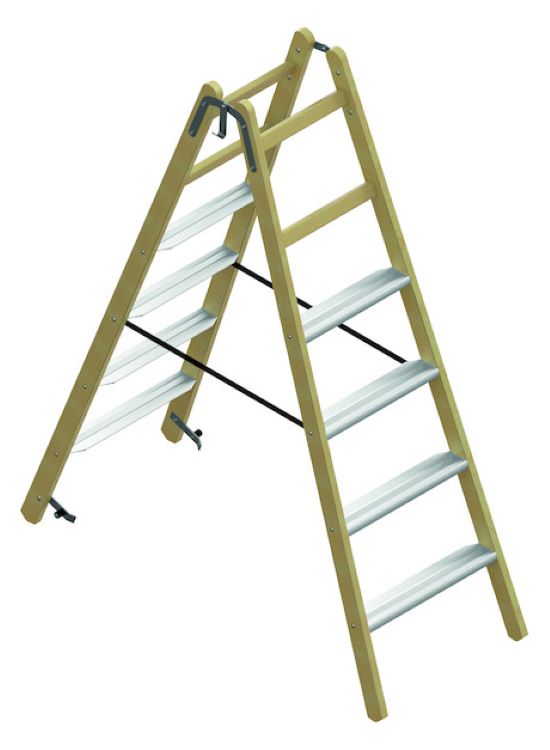 1St. Protec.Class PHSSLA26 Holz-Stufenstehleiter AluSt.2x6