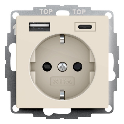 1St. Gira SCHUKO SH USB-Spannungsvers. 245901 2f Typ A/C System 55 Cremeweiß