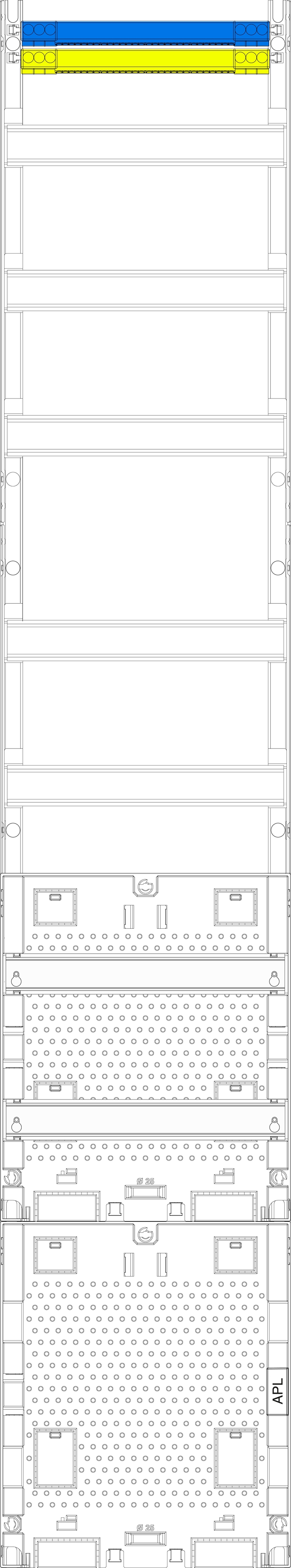1St. F-Tronic V19APZRFZ2 Verteilerfeld V19APZRFZ2, 1-feldrig, H=1350mm, 5-reihig, APZ-Platz inkl. APL-Set, zRfZ2 7143635