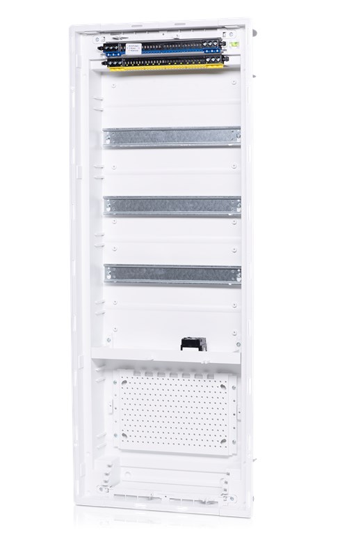 1St. F-Tronic JUMBO60-3W HW/UP Kleinverteiler Twin, Jumbo60-3W, 3-reihig, 36+6 Mod, inkl. Montageplatte, W-LAN Tür 72500