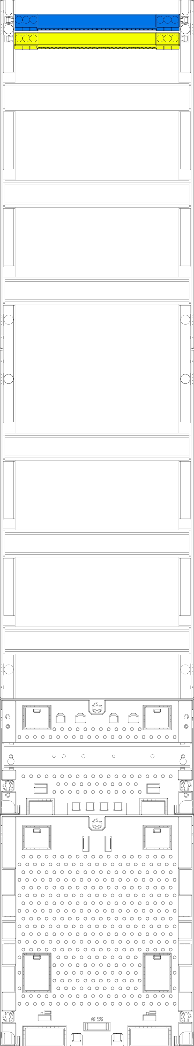 1St. F-Tronic V19APZORFZ Verteilerfeld V19APZORFZ, 1-feldrig, H=1350mm, 6-reihig, APZ-Platz ohne APL-Set, zRfZ 7143630