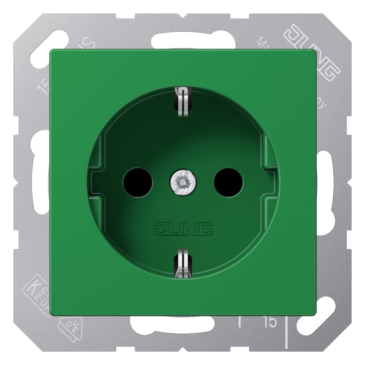 1St. JUNG ABA 1520 BF GN SCHUKO Steckdose, 16 A 250 V , Thermopl