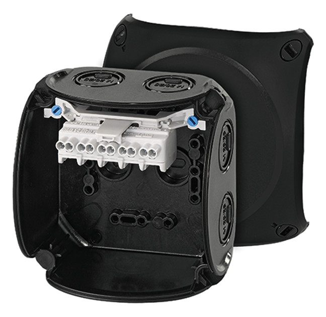 5St. Hensel KF 0402 B Kabelabzweigkasten 1,5-2,5 qmm 4 qmm 1phasig, 5polig, schwarz 62000048 KF0402B