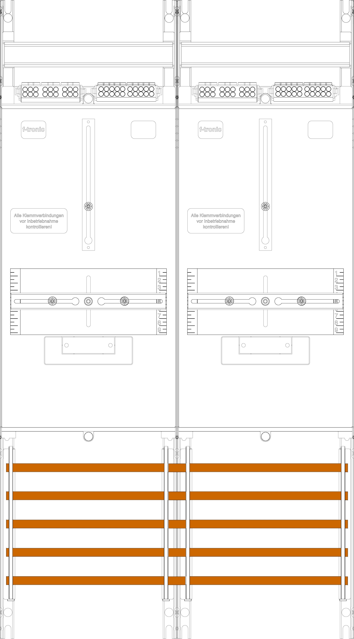 1St. F-Tronic Z214 Zählerfeld Z214, 2-feldrig, H=900mm, 2-3.HZ 7140172