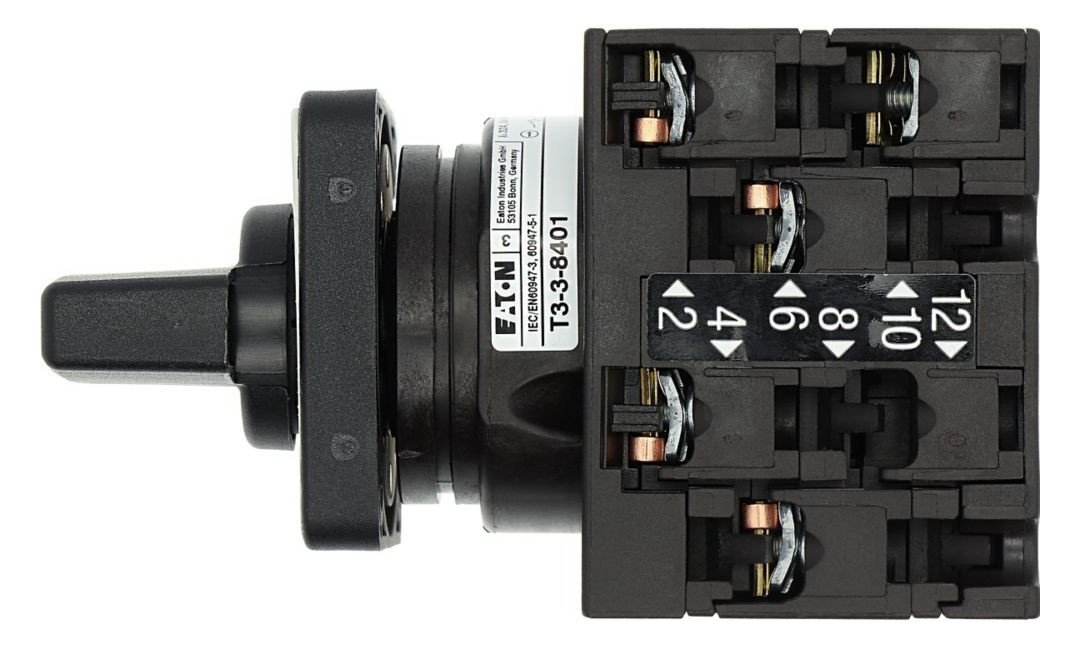 1St. Eaton T3-3-8401/E 030992 Wendeschalter, T3, 32 A, Einbau, 3 Baueinheit(en), Kontakte: 5, 60 , rastend, mit 0-Stellu