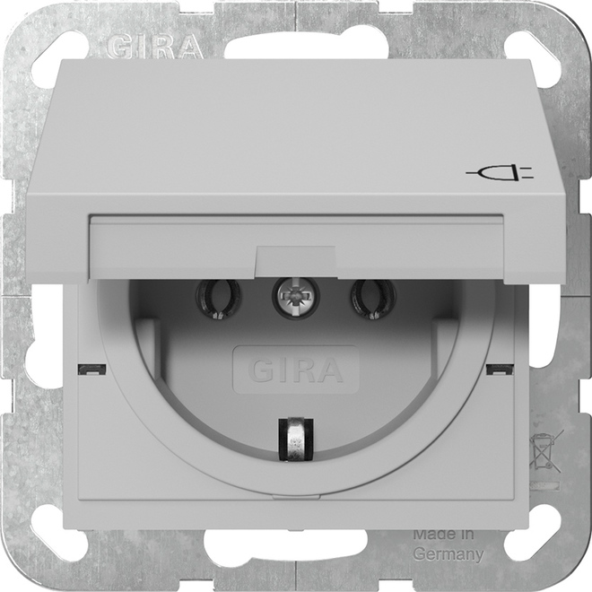 1St. Gira 4454015 Steckdose 16A 250V mit Klappdeckel, Grau matt