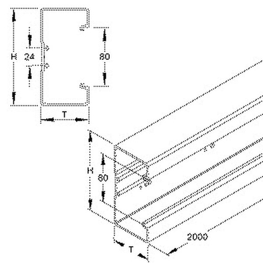 2m Kleinhuis BU651308.3 RW reinweiß Gerätekanalunterteil