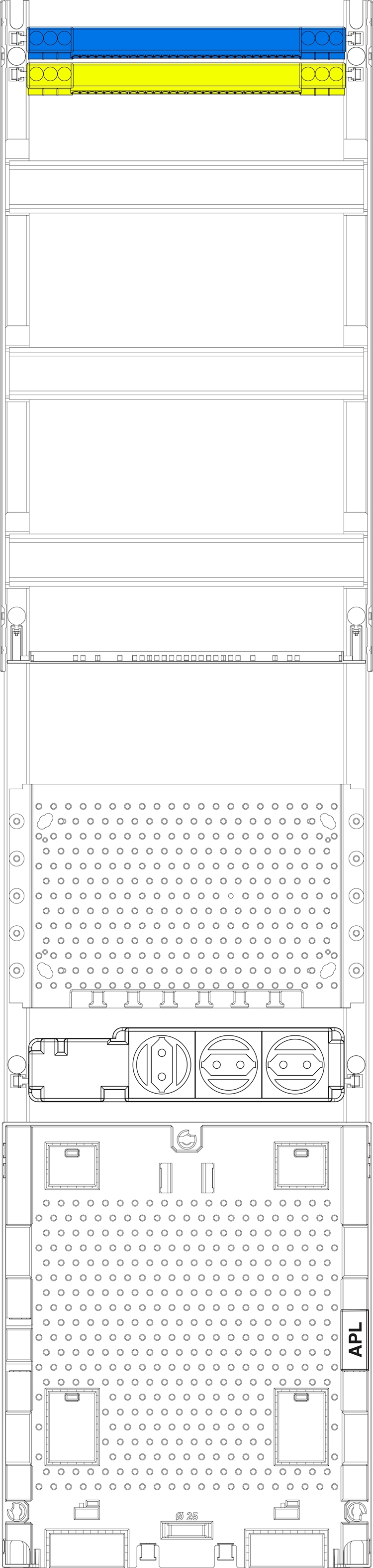 1St. F-Tronic VK7APZ Kombinationsfeld VK7APZ, 1-feldrig, H=1050mm, APZ-Platz, inkl. APL-Set, Vert. 3r, Komm. 7141652