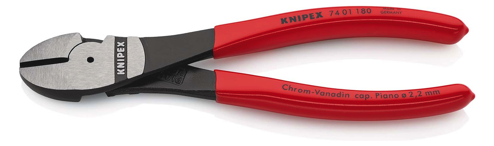 1St. Knipex 74 01 180 Kraft- 7401180 Seitenschneider 180mm poliert Kunststoff