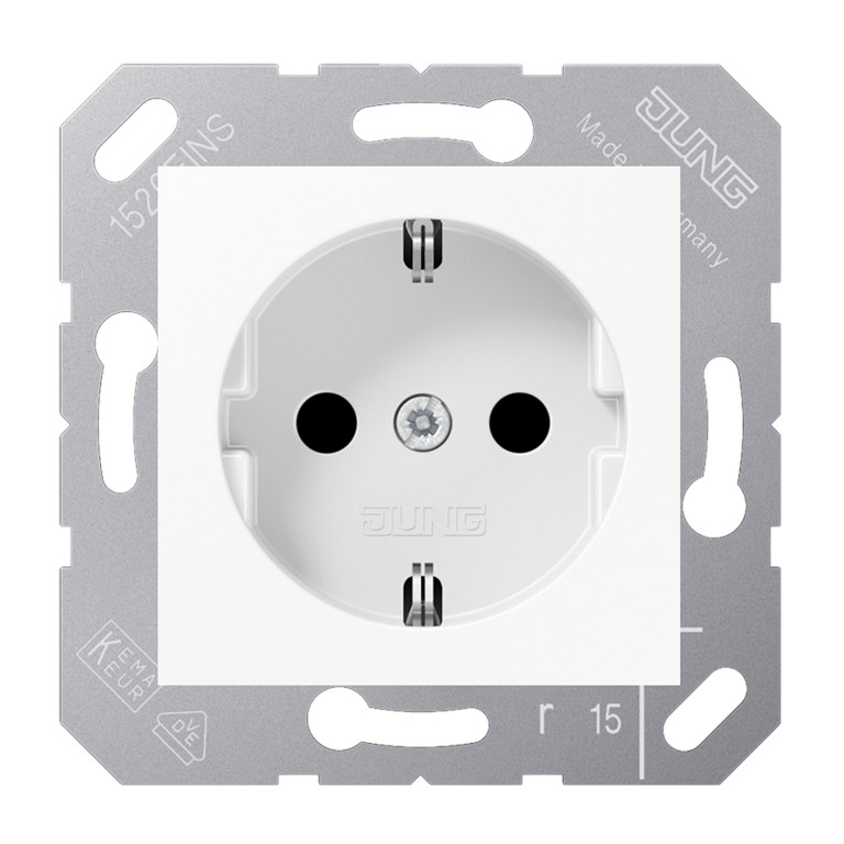 1St. Jung CD5120BFWW Steckdose 16A  250V 50 x 50 mm bruchsicher für Klappdeckel CD 5120 BF WW