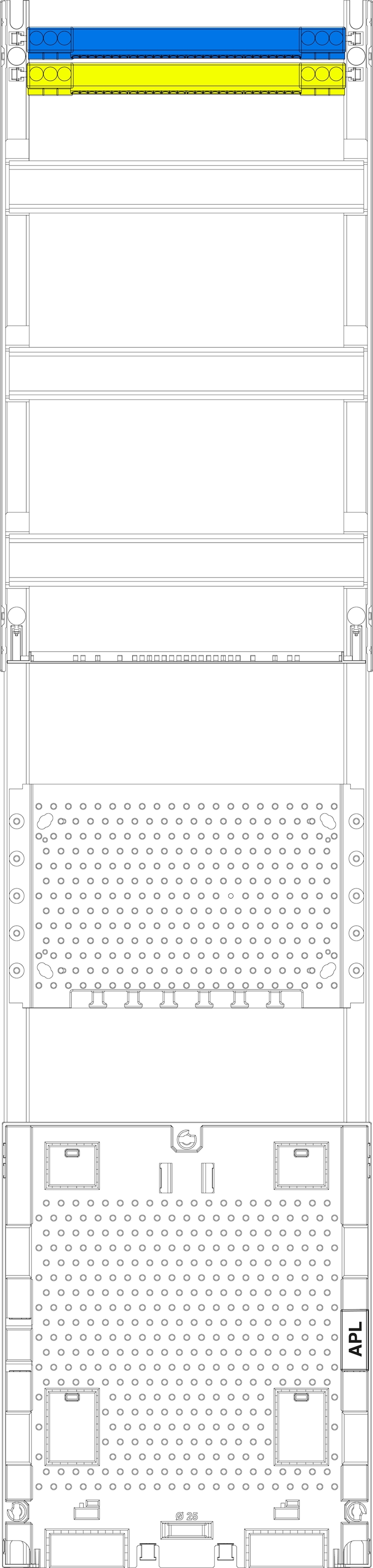 1St. F-Tronic V17APZM Verteilerfeld V17APZM,H=1050mm, 1-feldrig, 3-reihig, APZ-Platz, inkl. APL-Set, Komm. 7141629