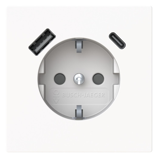 1St. Busch-Jaeger 20 EUCB2USBAC-44G SCHUKO®-/USB-A+C Steckdose Safety+ studioweiß Busch-art linear® studioweiß 2CKA002011A6316