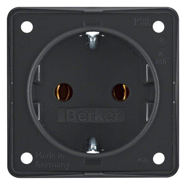 1St. Berker 947782505 Steckdose SCHUKO, mit Steckklemmen, Integro Modul-Einsätze, anthrazit matt