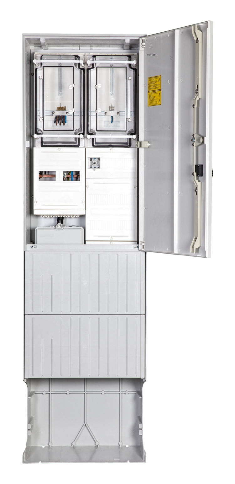 1St. F-Tronic ZSA202-2-2ZK-APZ-TSG Zähleranschlusssäule 2-feldrig, H=2010mm, 2-3.HZ, Haube m. Tür, ZSA202-2-2ZK-APZ-TSG-HAK-HT 7160135