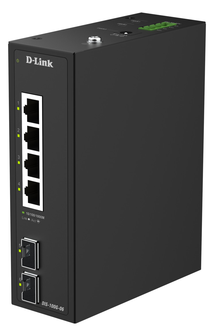 1St. D-Link DIS-100G-06 6-Port Industrial Gigabit Switch