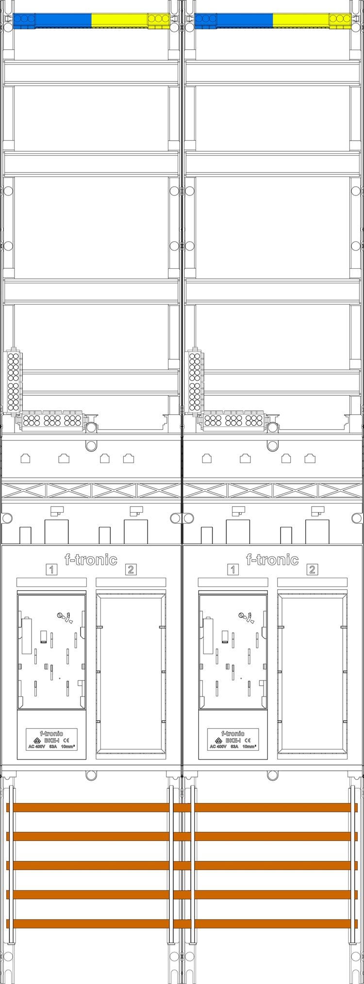 1St. F-Tronic ER29 Zählerfeld ER29, 2-feldrig, H=1350mm, 2-eHZ, 2 Res. 7143002