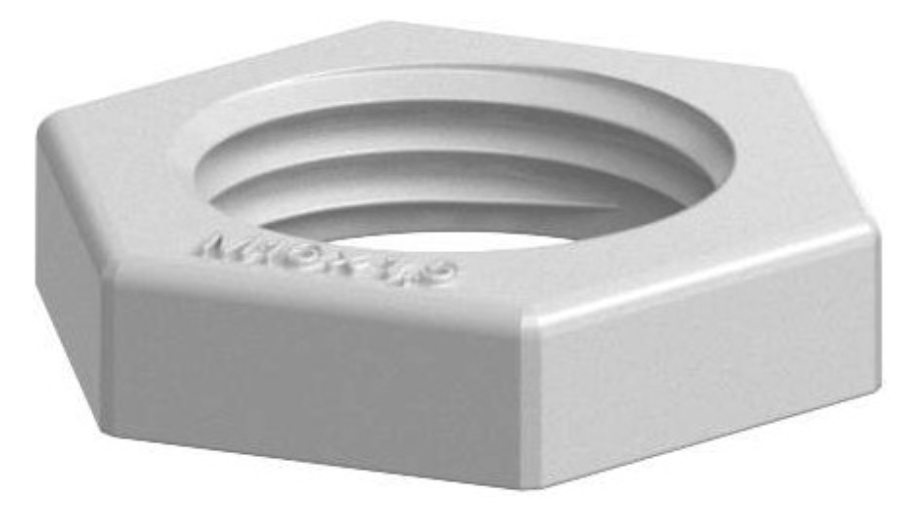 100St. Obo 2048914 116 M16 LGR PA Gegenmutter M16, PA, lichtgrau, RAL 7035