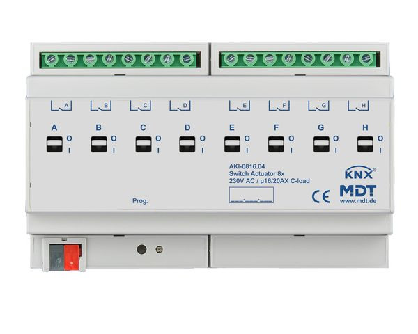 1St. MDT Schaltaktor 4-fach REG AKI-0416.04 230VAC C-Last Industrie 200 F 4TE...