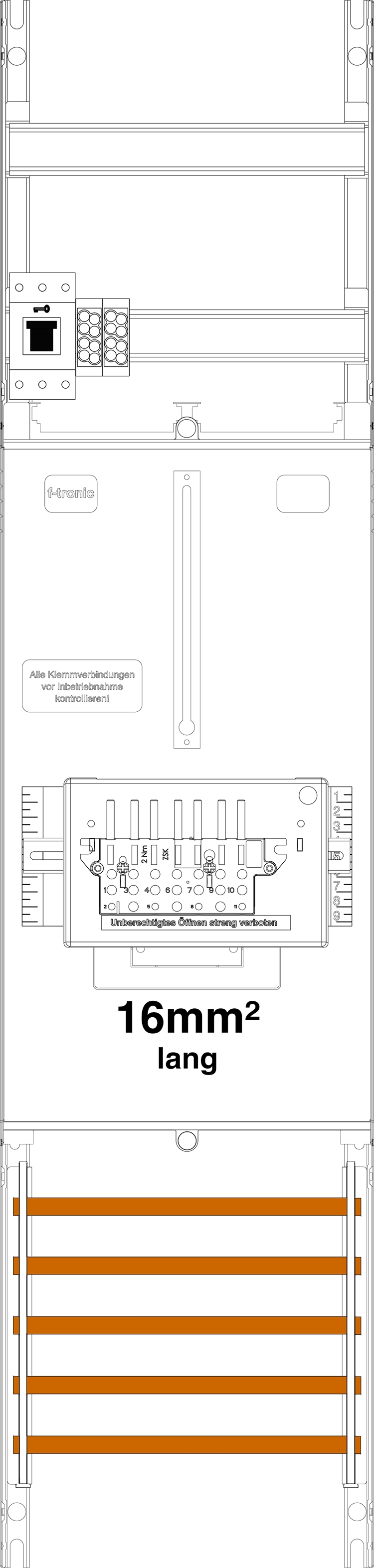 1St. F-Tronic Z1B-16L-ZSK-HSS Zählerfeld Z1B-16L-ZSK-HSS, 1-feldrig, H=1050mm, 1-3.HZ, 16mm² l. Kabel,1 ZSK-Set,1 HSS 7141558