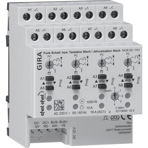 1St. Gira 543500 Funk Schalt-/Jalousieaktor REG 8-fach/4-fach, eNet...