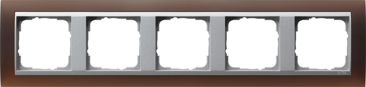1St. Gira 021559 Rahmen 5fach Zwischenr. Farbe Alu Event Opak DklBraun