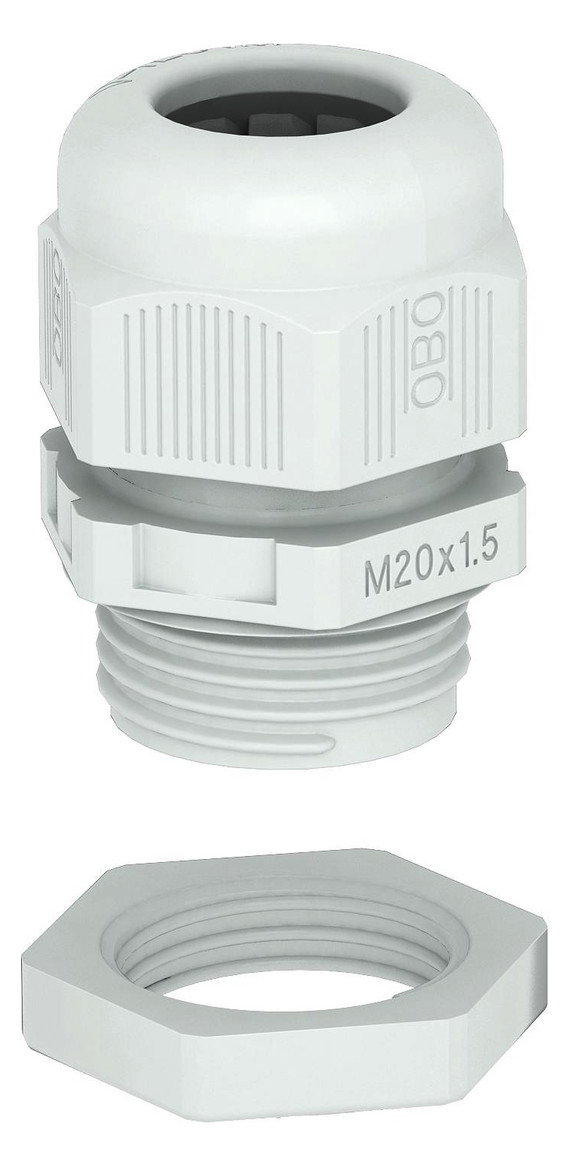 50St. OBO Bettermann V-TEC VM16+ LGR Kabelverschraubung mit Gegenmutter M16