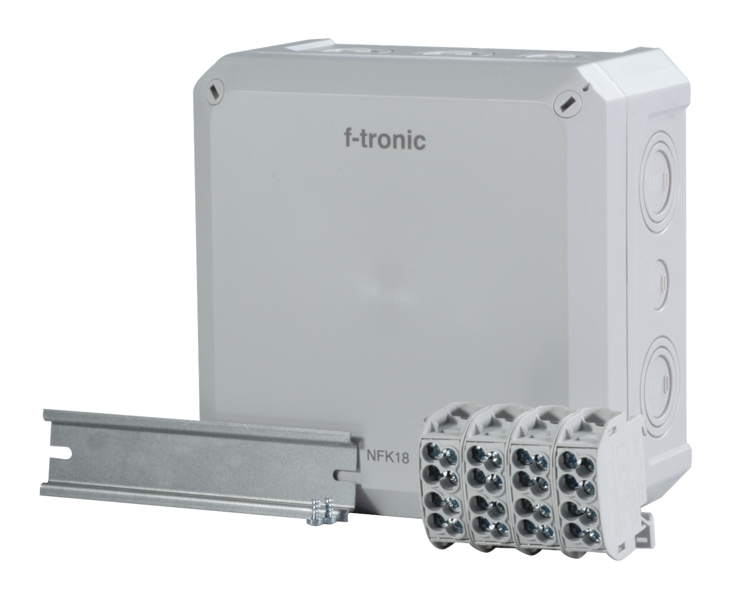 1St. F-Tronic NFK18gr-HLAK4p25 FR-Abzweigkasten 180x180x93mm, HLAK 4-pol. 25qmm, Hutsch., PS, IP66, grau, NFK18gr-HLAK4p25 7340232