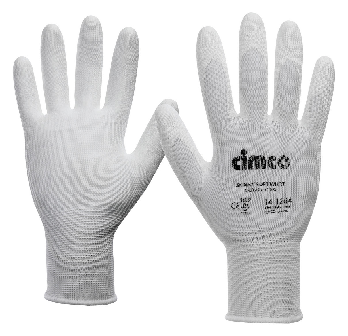1St. Cimco 141264 Arbeitshandschuh Skinny Soft White Größe 10/XL