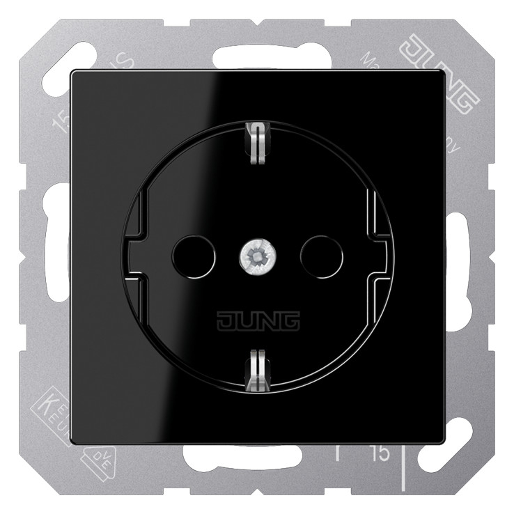 1St. Jung A1520BFSW  Steckdose 16A  250V bruchsicher A 1520 BF SW, schwarz glänzend...