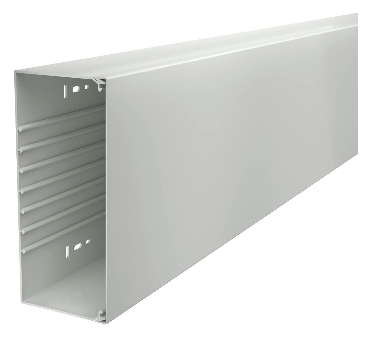 2m OBO Bettermann 6027253 Wand- und Deckenkanal mit Bodenlochung 100x230x2000, PVC, lichtgrau, RAL 7035 WDK100230LGR