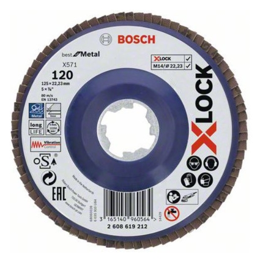 10St. Bosch 2608619212 X-LOCK Fächerscheibe X-LOCK BfM 125mm K120