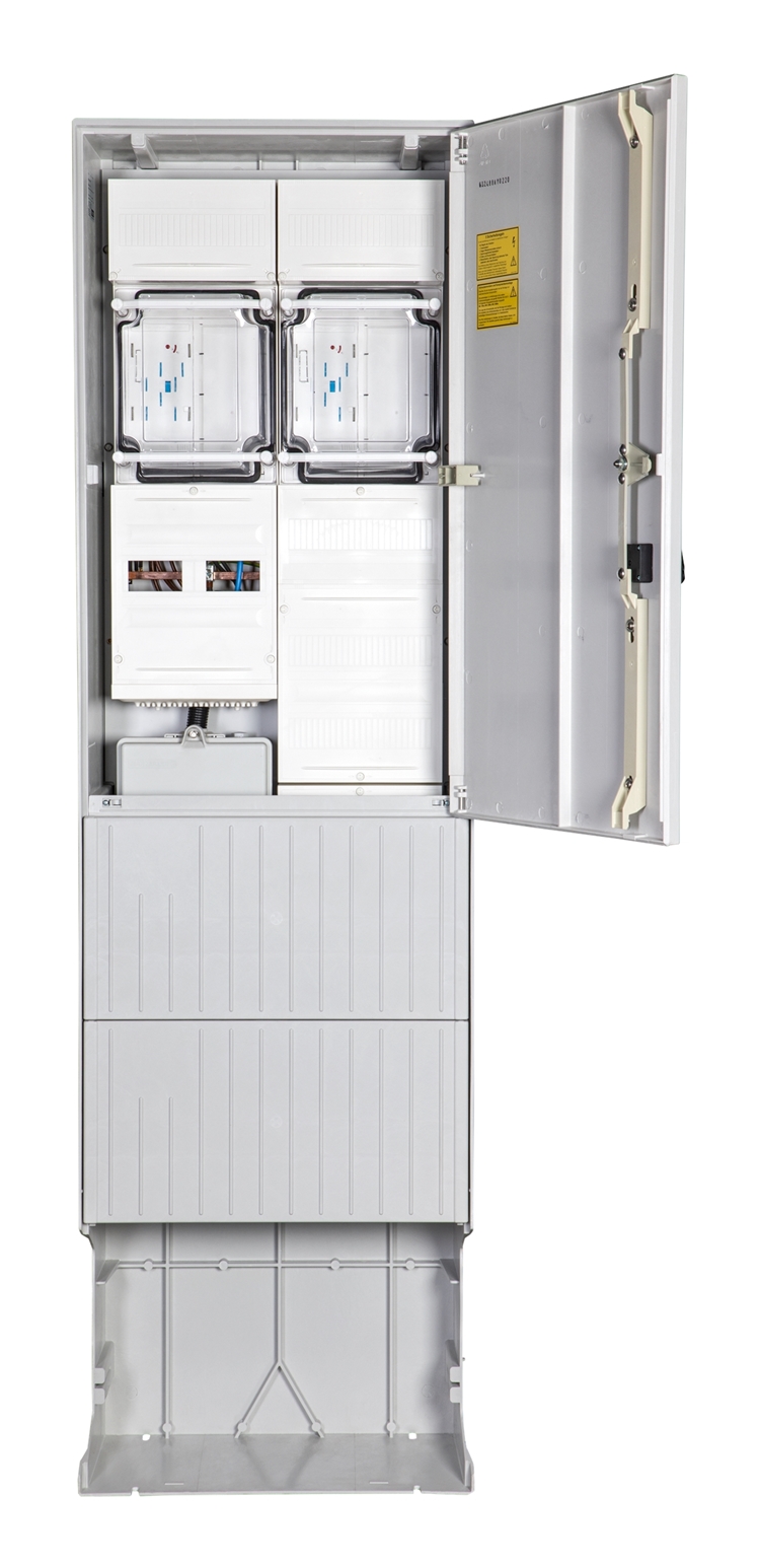 1St. F-Tronic ZSA202-2-2eHZ-APZ-TS Zähleranschlusssäule 2-feldrig, H=2010mm, 2-eHZ, Haube geschl., ZSA202-2-2eHZ-APZ-TSG-HAK-HG 7160153