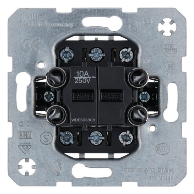 1St. Hager WDE503808 Serientaster 2 W getr Eingangskl. UP 10A