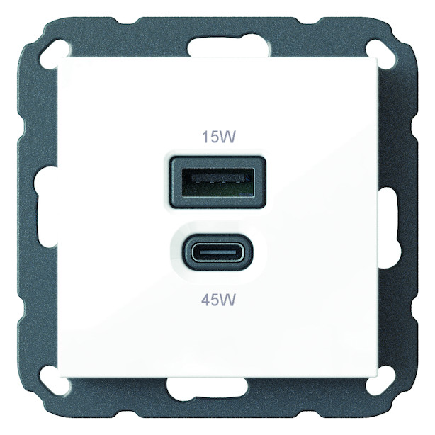 1St. PROTEC.CLASS PUSBL15/45 USB-C/A Unterputzlader 15/45W 1St. Protec.class PUSBL15/45 USB-C/A Unterputzlader 15/45W