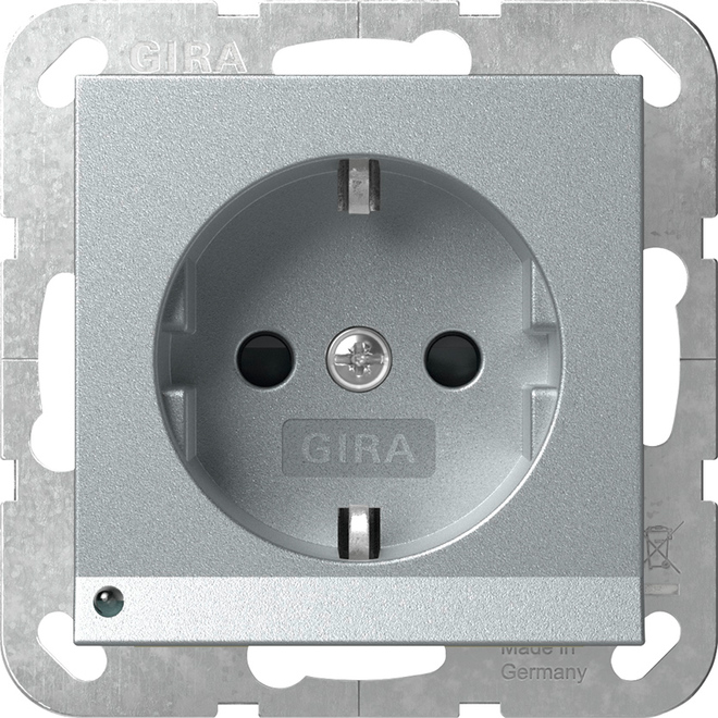 1St. Gira 417026  Steckdose 16A 250V mit LED-Orientierungsleuchte und Shutter, Aluminium
