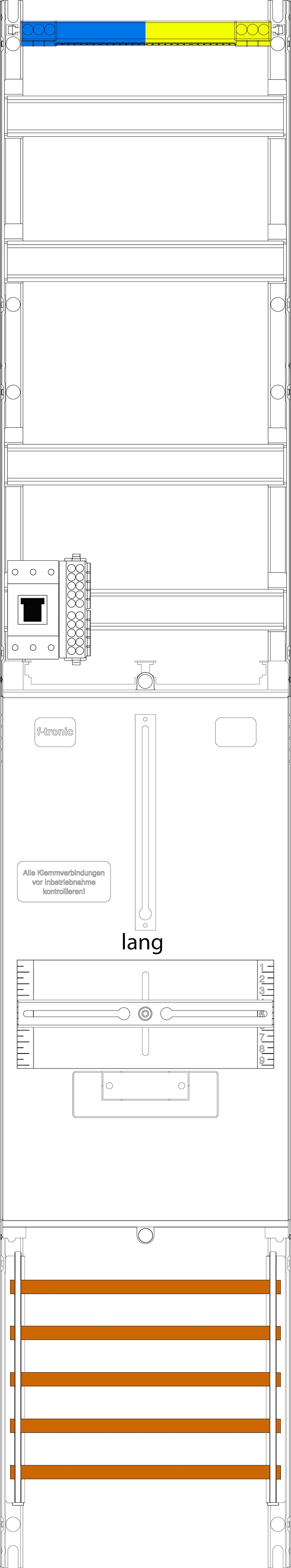 1St. F-Tronic VZ6L-HSP Zählerfeld VZ6L-HSP, 1-feldrig, H=1350mm, 1-3.HZ lange Kabel, 1 HSP, Vert. 2r 7143351