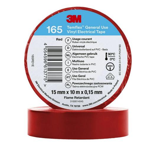 10St. 3M Temflex 15mmxRot 165RD1E Vinyl-Isolierband 0,15mm 7100184730