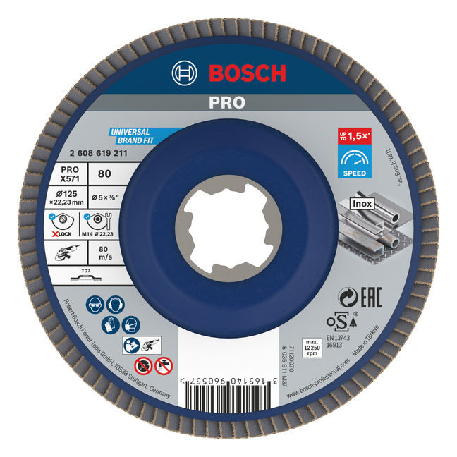 1St. Bosch 2608619211 X-LOCK Faecherscheibe BfM,125mm,K80,ger