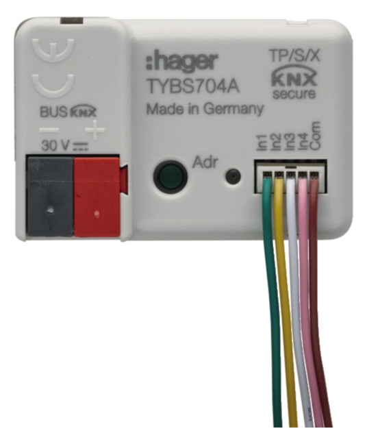 1St. Hager TYBS704A Binaereingang 4-fach KNX Secure UP